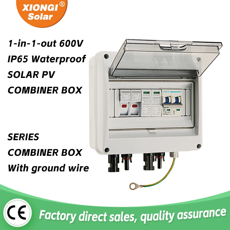Солнечная фотогальваническая фотоэлектрическая комбинированная коробка с молнией 1 вход 1 Выход DC 600V Предохранитель MCB SPD Водонепроницаемая коробка IP65
