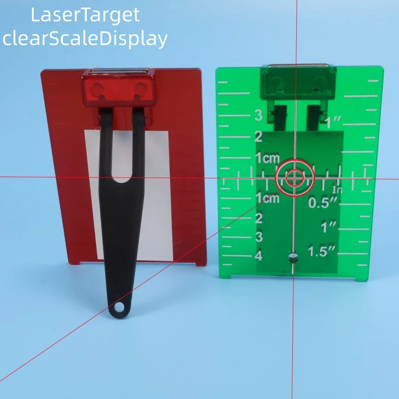 Laser Level Target Board with Red/Green Line Beam Distance Plate Inch/cm Wall & Floor Hanging Leveling Board for Precision Measu