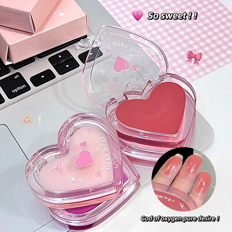 Natural Rose Pink Love Heart Water Light Shimmer Cream Multiuse Blush Clear Transparent Face & Body Highlighter Brighten Contour