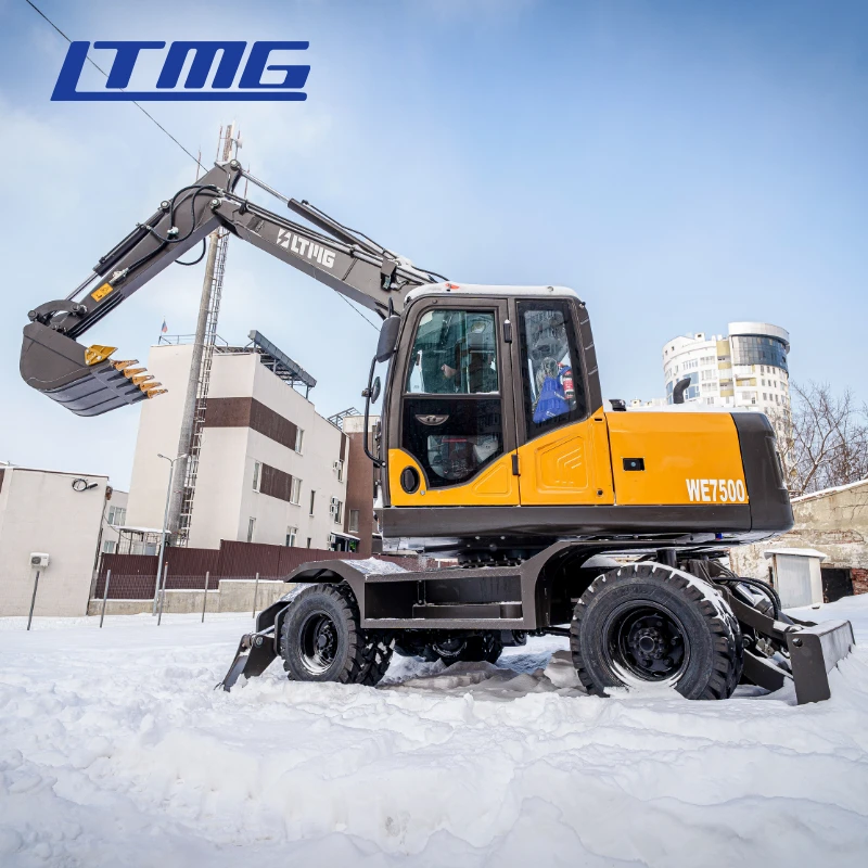 Earth Moving Machinery Hydraulic 7.5ton 8 Ton Excavator Digging Wheeled Excavator With Attachments