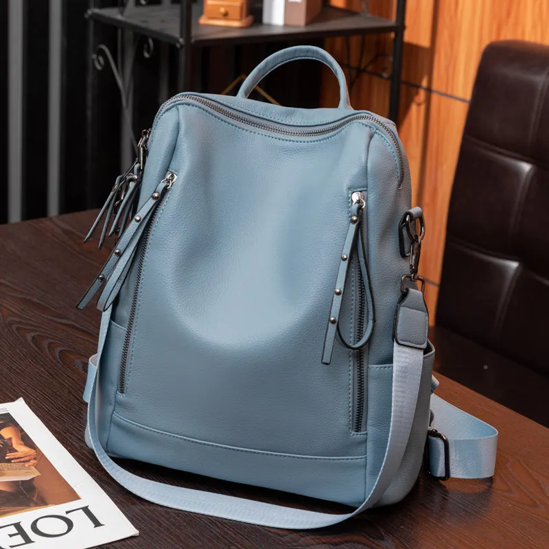 

Women Backpack 2026 New Fashion Soft Leather Versatile Convertible Bag Large Capacity Travel School Bag