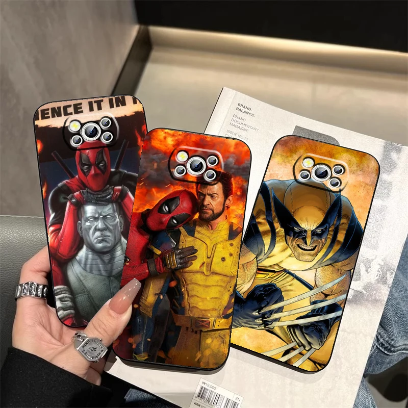 

Deadpool Wolverine Marvel Hot For Xiaomi Mi Poco F5 F4 F3 X6 X5 X4 X3 M6 M5 M5S M4 M3 C65 Pro GT NFC 5G Black Cover Phone Case