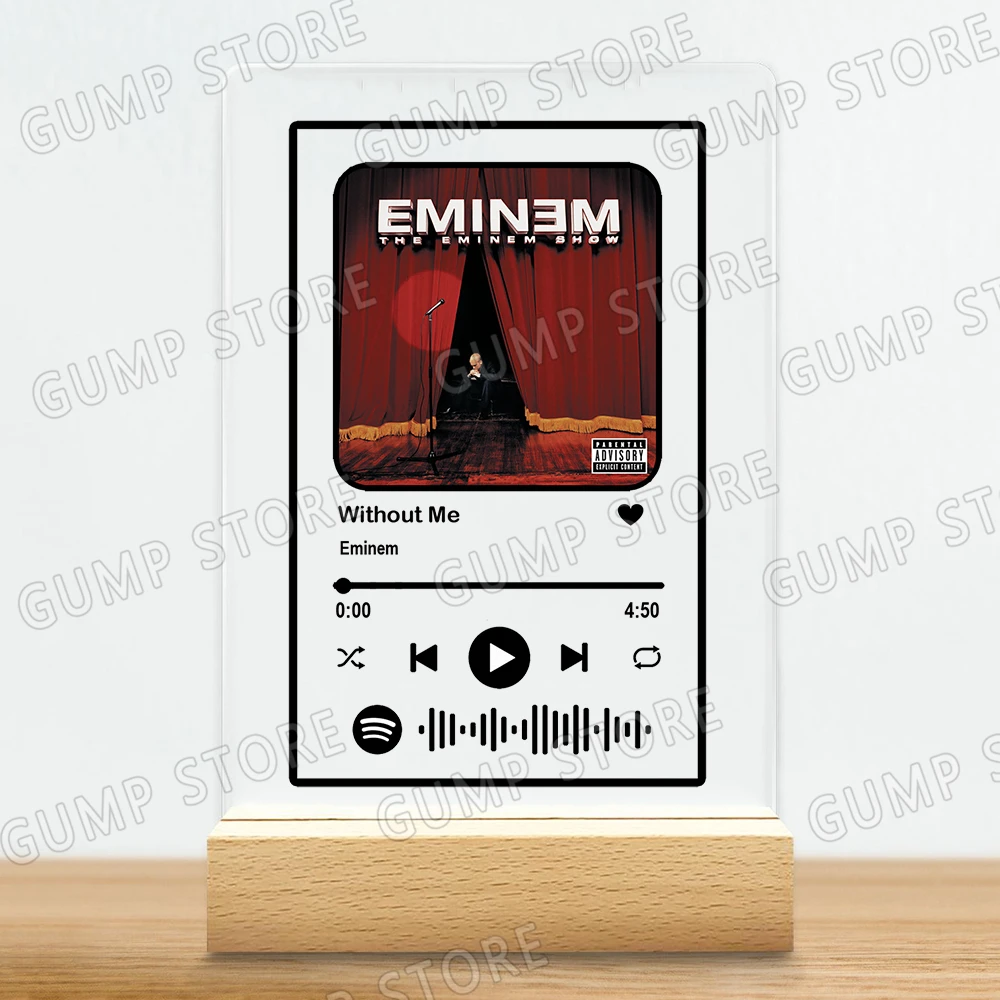 Popular Hip Hop Rapper Acrylic Music Plaque Song Playlist Code Rap God Without Me Fans Gifts Home Decor Office Desk Decoration