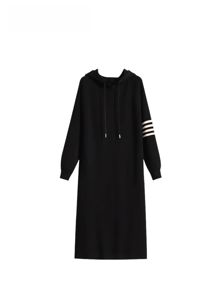 

Повседневное женское платье-худи большого размера с длинным рукавом, новинка ранней весны, свободное универсальное платье для полных женщин