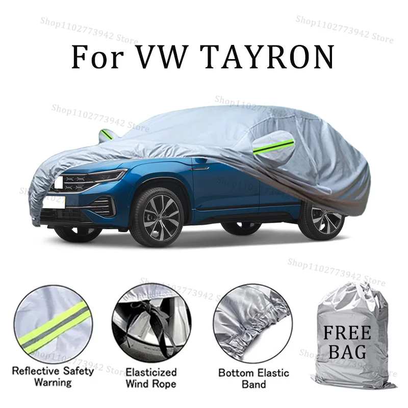 

Автомобильный чехол для VW TAYRON, полный внешний черный, серебристый, автомобильный чехол, солнцезащитный козырек, пылезащитный, водонепроницаемый, светоотражающие полосы, автомобильные аксессуары