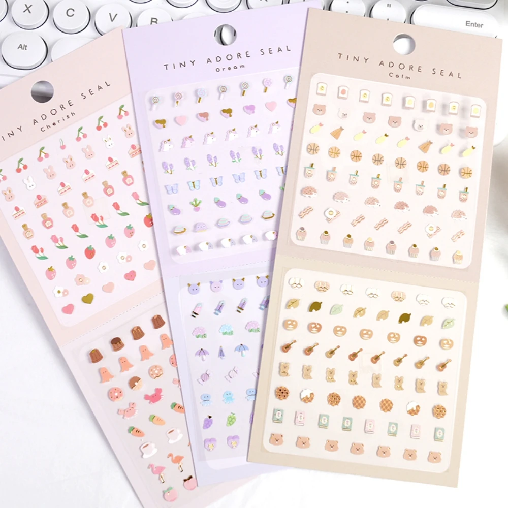 3 pcs Mini Kawaii Seal Sherbet Flowers Stickers Scrapbooking Diy Journal Cute Nail Sticker Sheet Stationery Decor Aesthetic Gift