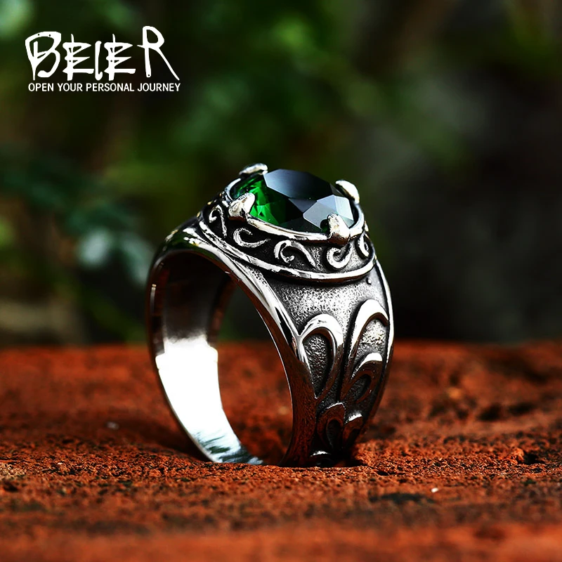 Beier 316L Stainless Steel Viking Men Ring Knot Rune Norse Jewelry Exquisite  Ring LLBR8-270R