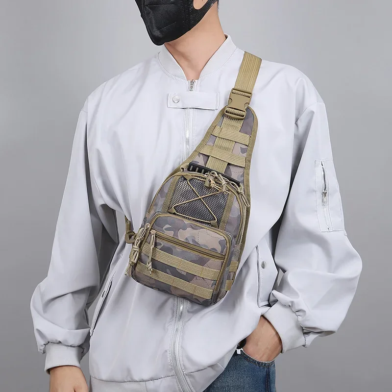 Outdoor Tactical Wind Camouflage Chest Bag Lightweight Waterproof Chest Bags for Men Casual Sling Bag Multi Pockets Durable Bag