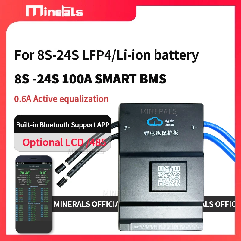 Jikong 20S BMS 60V LFP4 72V lipo smart support bluetooth 100a active Battery balancer e-bike BMS Temperature sensor