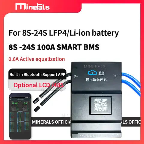 BMS 8S-24S Smart 48V 16S 60V LFP4 72V Lipo 17S 14S Support Bluetooth App 100A Active Battery Balancer E-Bike Jikong Battery PCM