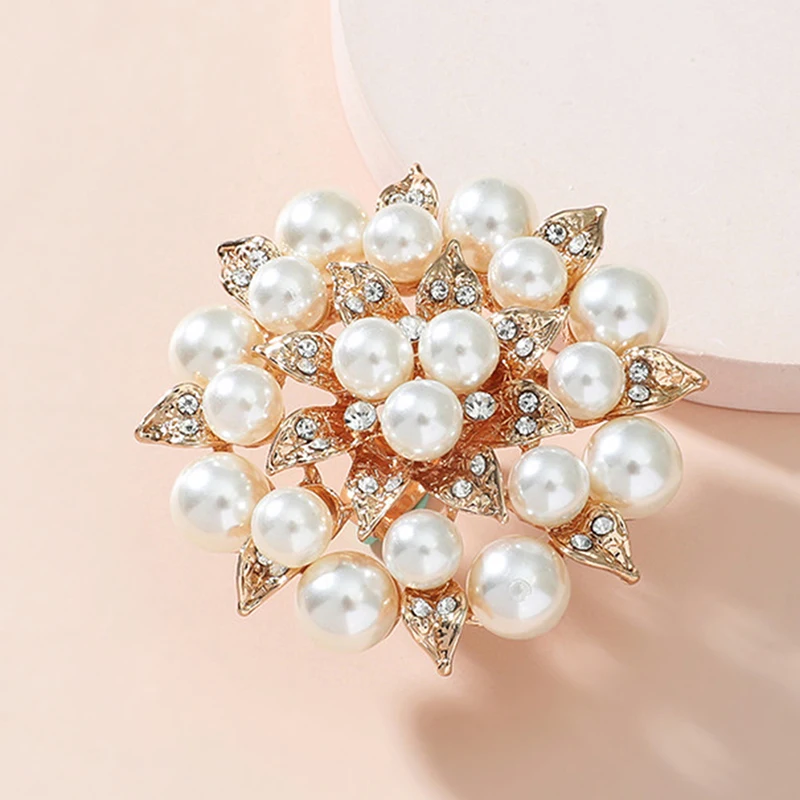 Elegant White Pearl Crystal Flower Women Ring Jewelry Accessories Luxury Big Korean Flower Zircon Engagement Ring Party Gift