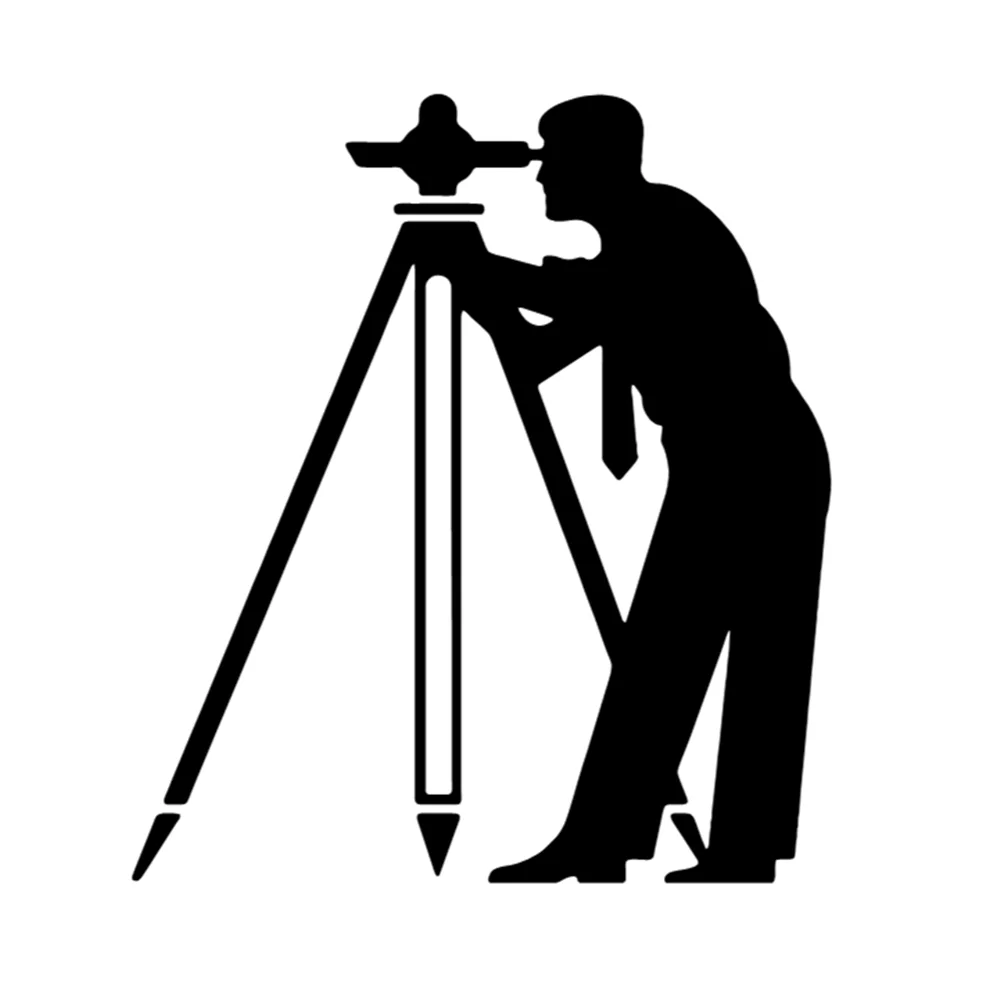 Surveyor With Level Transit Tripod Graphic Car Sticker Vinyl Decal Resistant Decor For Truck Window Engineering Vehicle Exterior