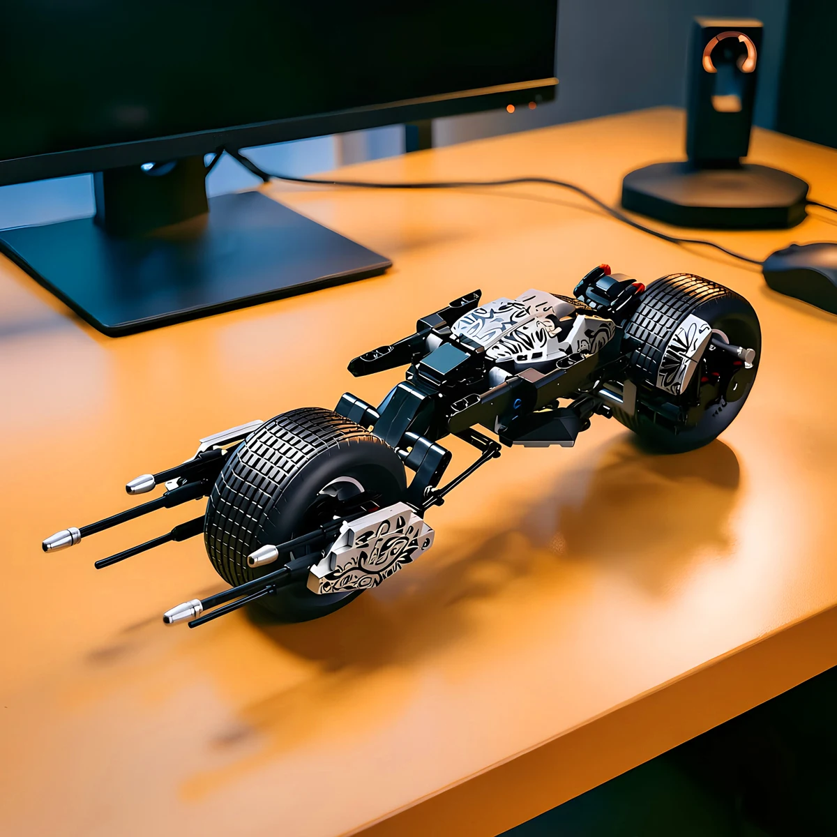 Creative MOC Bat Motorcycle Home Decor Model Building Blocks Superheroes Dark Knight Vehicle Birthday Gifts Bricks Assembly Toys view 2
