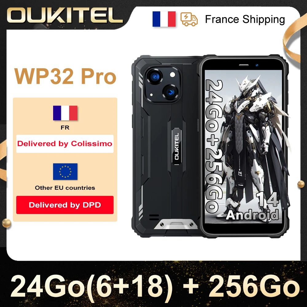 OUKITEL WP32 Pro 24GB(6+18) 256GB Mobile Phone IP68, Octa-Core, 6.0