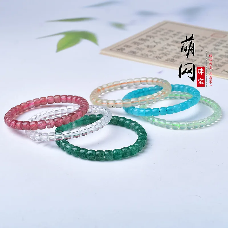 

Женский браслет из натуральных разноцветных белых клубничных круглых бусин в старом стиле