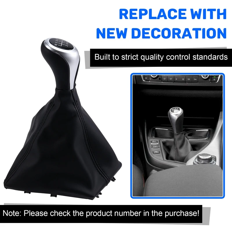 Car 6 Speed Manual Gear Lever Stick Shift Knob With PU Leather Dustproof Boot For BMW 1 3 Series F20 F21 F30 F31
