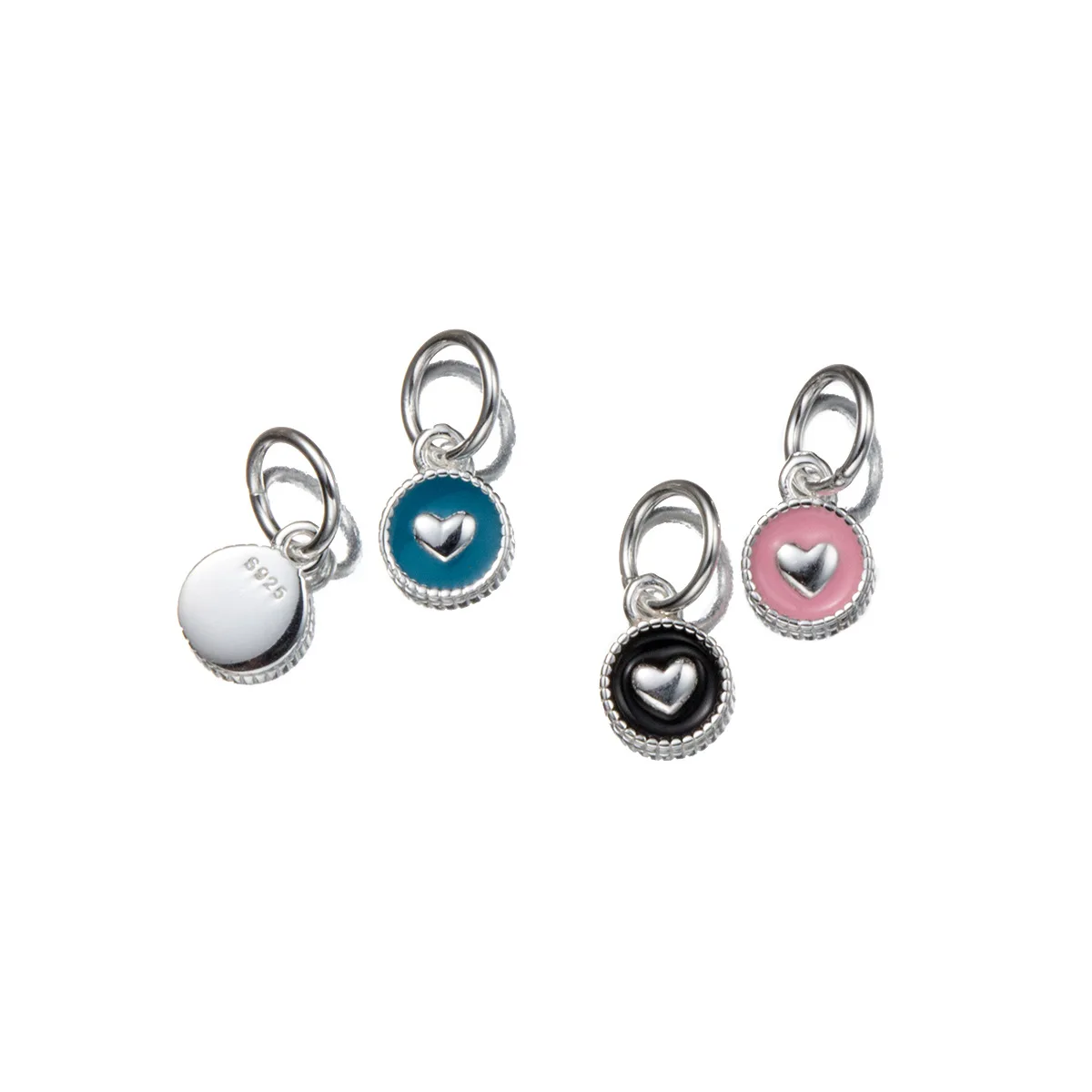 

Charms 925 Silver Drip Glue Colored Love Heart Circle Necklace Pendant Handmade DIY Accessories Charms for Bracelet Plata 925