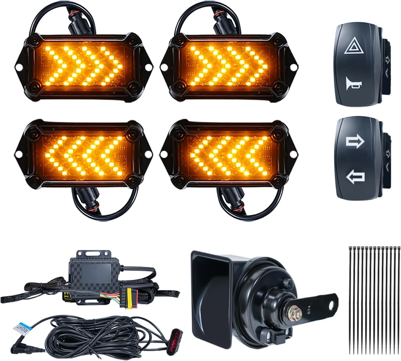 UTV Turn Signal Kit Pre-Wired Plug and Play for Polaris Ranger 500 570 900 1000 XP LED UTV Turn Signal Horn Street Legal Blinker