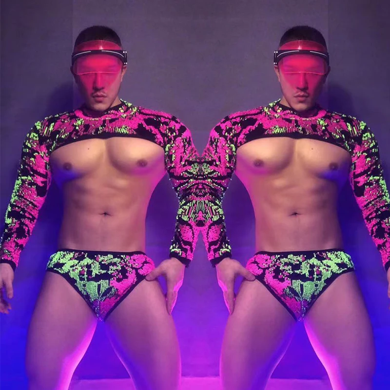 

Men Gogo Dancer Costume Suit Nightclub Party Rave Outfit Sexy Pole Dance Performance Clothes Male Jazz Gogo Dancewer