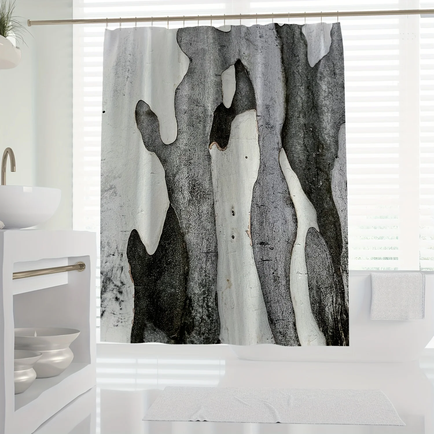 

1 шт., занавеска для душа с абстрактной текстурой и цифровым принтом — машинная стирка, полиэстер, декор для ванной комнаты с крючками, художественный дизайн для