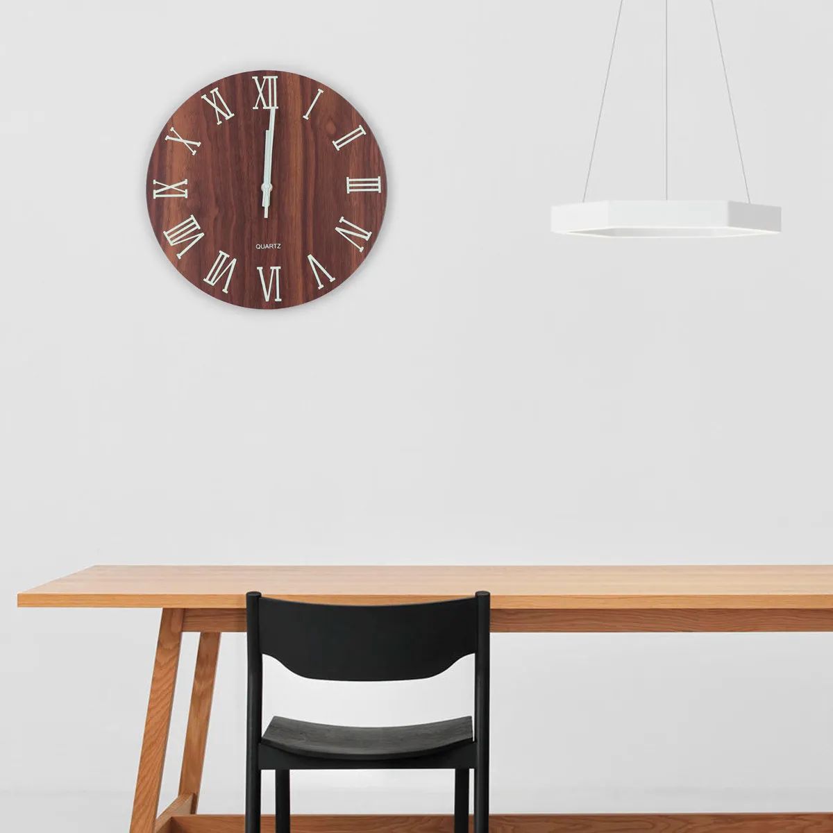 Retro Wall Clock Luminous Wooden Design Silent Movement Imitation Wood Grain Roman Numerals Creative Home Decor Kitchen Dining