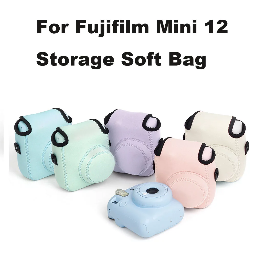 For Fujifilm Instax Mini12 Camera Storage Soft Bag Outdoor Travel Anti-Collision Texture Solid Color Camera Bag