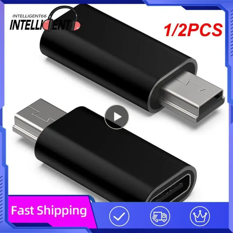 1/2PCS Mini USB to Type C Adapter 5 Pin Male Mini USB to Female USB Type C Data Transfer Connector for MP3 Camera PC