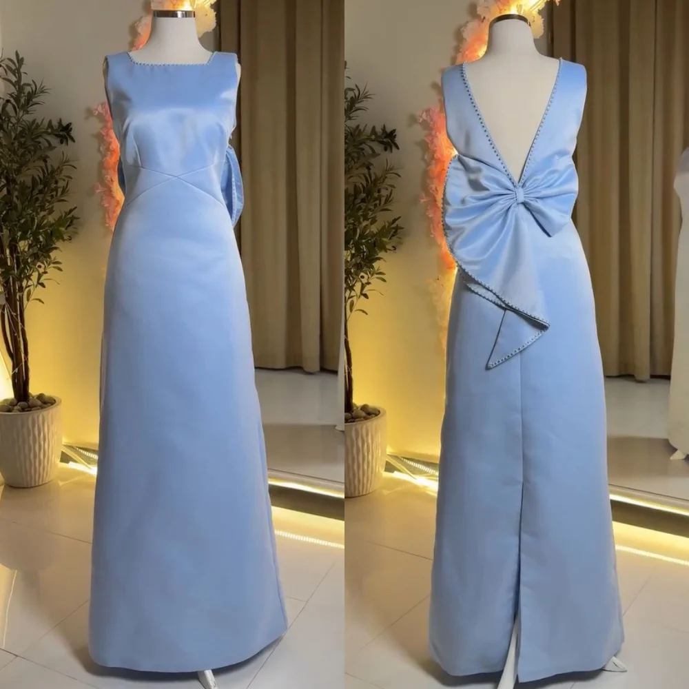

Customized Fashion Charmeuse Bow Sequined A-line Backless Midi Dresses Bespoke Occasion Exquisite Modern Style