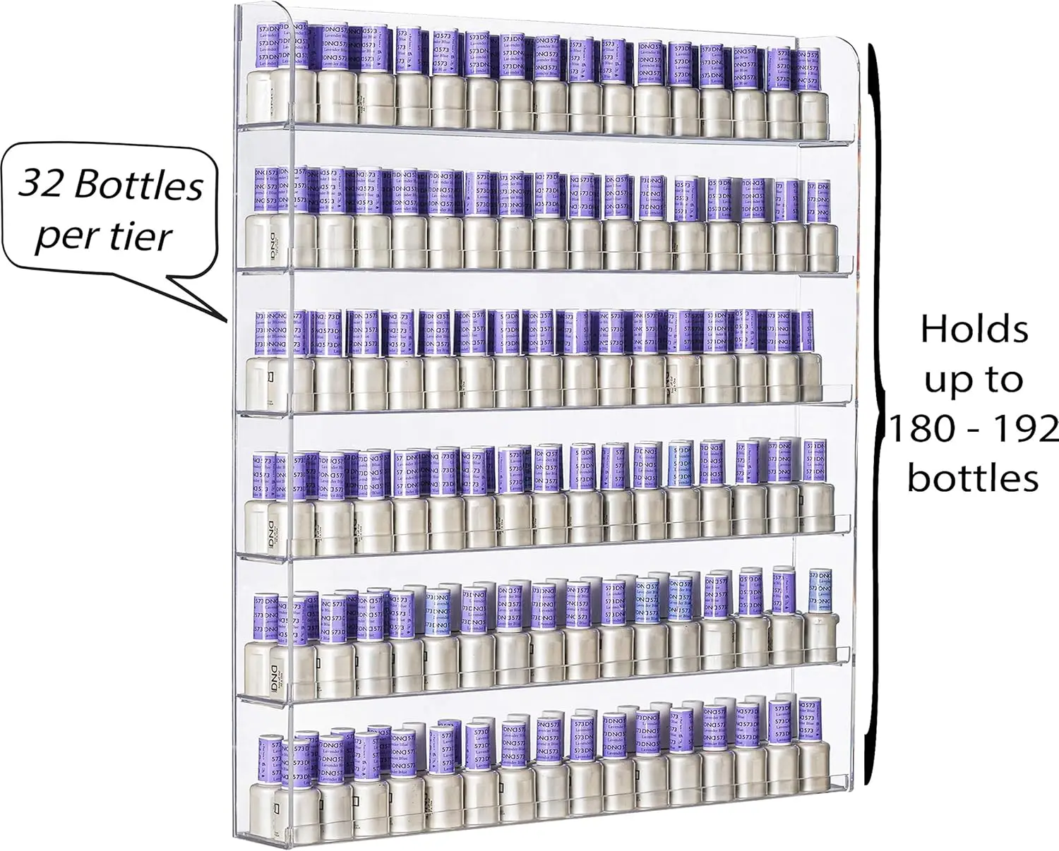 ชั้นวางยาทาเล็บอะคริลิคใส 6 ชั้น จุขวดได้ 180 ขวด ใช้จัดเก็บน้ำมันหอมระเหยและผงจุ่ม