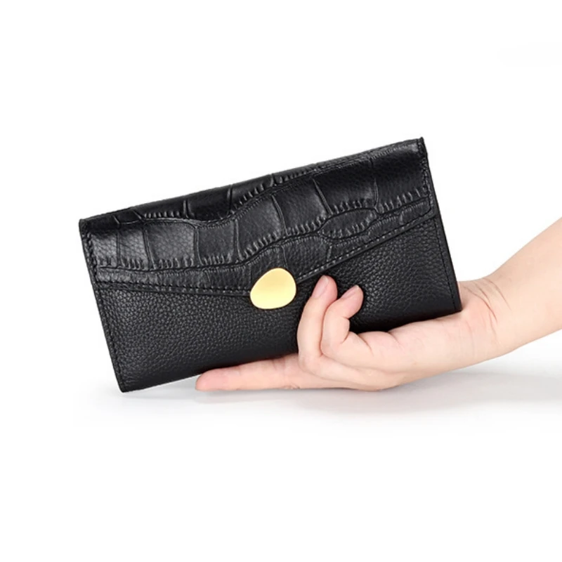 

Женский кошелек из натуральной кожи с длинным замком, женские кошельки, женские клатчи-конверты, кошелек для монет с принтом аллигатора, держатель для кредитных карт