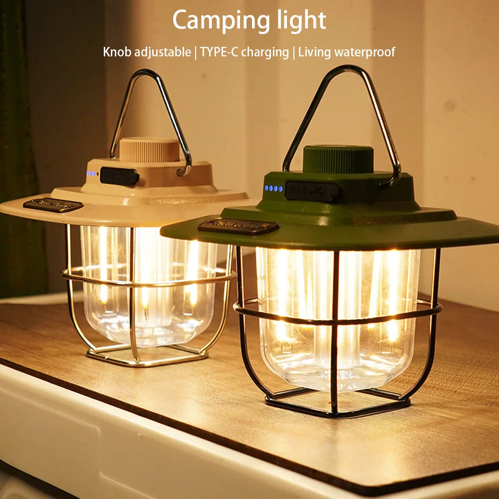 

Vintage Camping Light LED Tent Ambient Light Horse Light Strong Light Portable Rechargeable Carrying Lamp