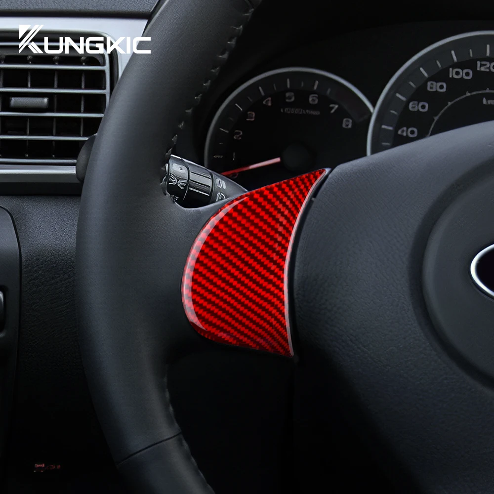 Real Soft Carbon Fiber Sticker For Subaru Impreza 2009 2010 2011 Car Steering Wheel Button Frame Interior Trim Accessories