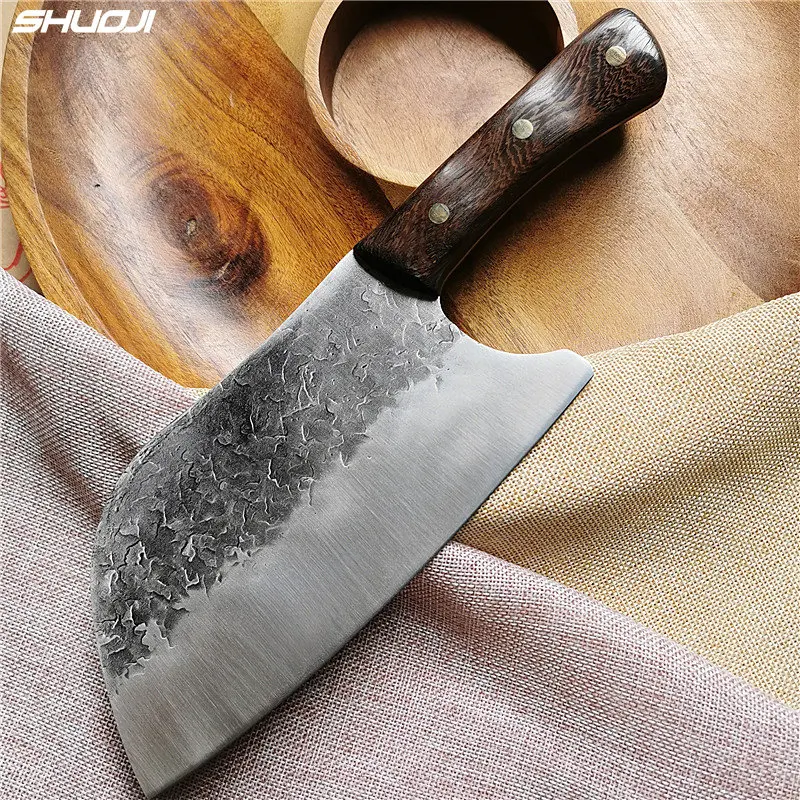 

SHUOJI Hammer Kitchen Chopping Knives Hand-forged Stainless Steel Slicing Cooking Knife Household Chefs Chopper Butcher Tools