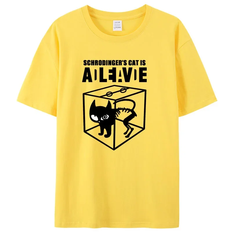 

2025 Men's T-shirt Top Quality 100% Cotton Schrodinger's Cat Print Short Sleeve Men T-shirt Casual The Big Bang Theory Women Tee