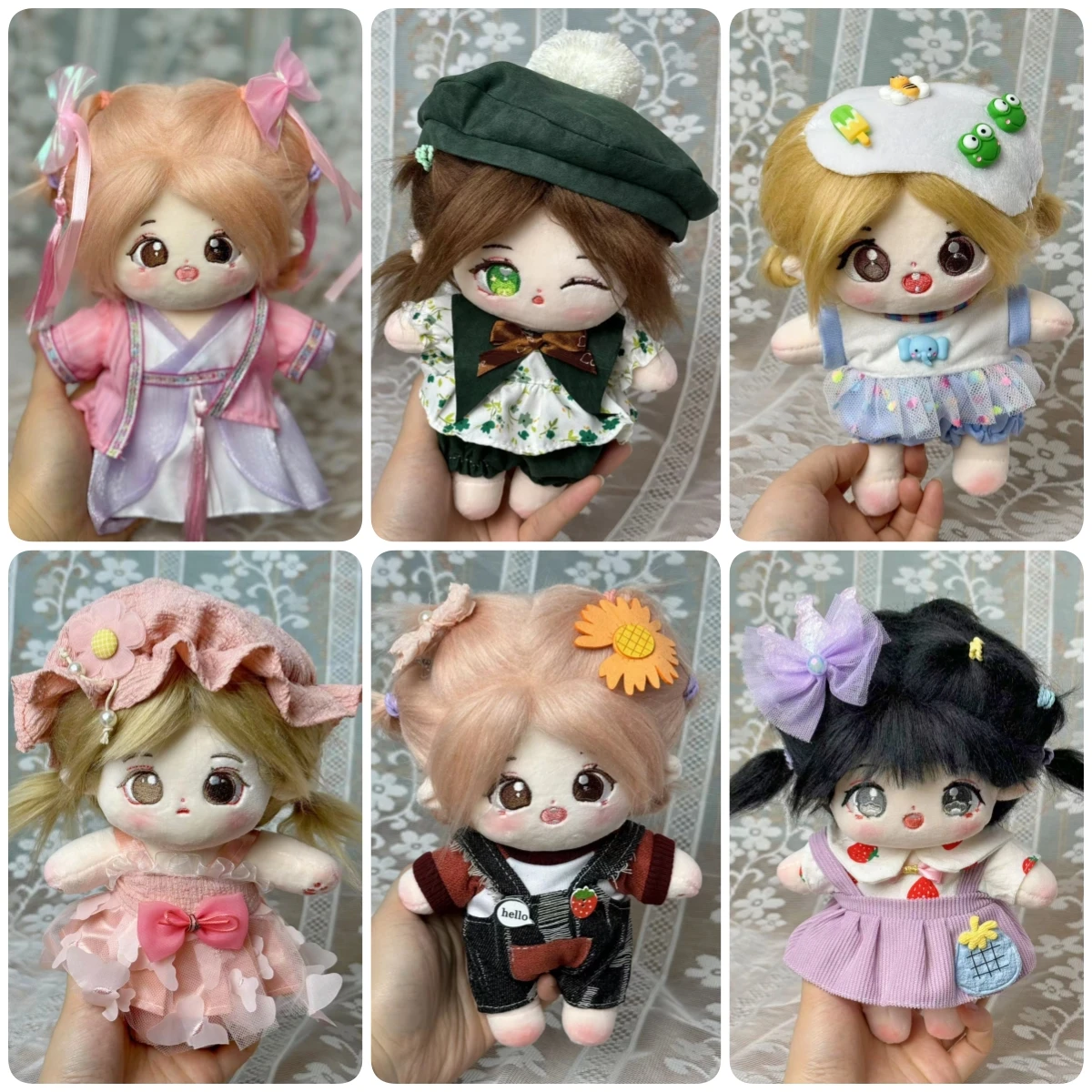 20cm Cotton Doll Full Set with No Attributes, Plush Humanoid Doll Girl Toy Gift, Fashionable 20cm Doll Clothes