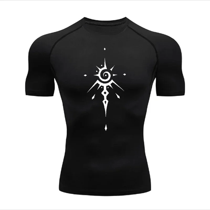Fashionable And Minimalist Men's Running ,Tight Fitting Sportswear,Short Sleeved Sports,Fitness, Casual Comfort Printed Pattern