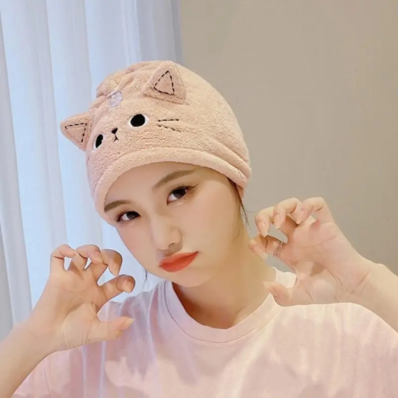 n84c ผ้าขนหนูผมน่ารักผ้าม่านผ้าม่านหุ้นสำหรับผู้หญิงและเด็กผู้หญิงที่มีขนแกะปะการังอ่อนนุ่ม