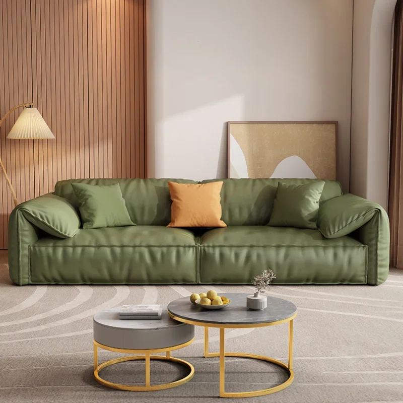 

Comfortable Relax Sofa Small Apartment Avocado Green Lazy Double Triple Fabric Technology Cloth Sillones Comprimidos Corner Sofa