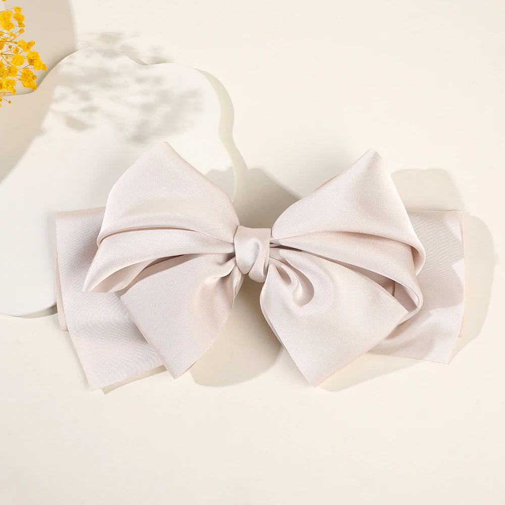 Koreanische Mode Kopf bedeckung elegante Haars pangen für Mädchen solide Satin band Pin Bogen Clip Haarnadel Stirnband Haarschmuck für Frauen – Detail 15