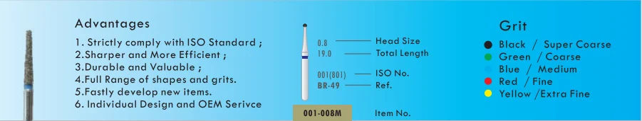 10 Teile/los Dental Diamant Bohrer Bohrer 39 Größen 1,6mm für High Speed Handstück Stomatologie Abteilung Zahnmedizin Schleifen Werkzeuge – Detail 4