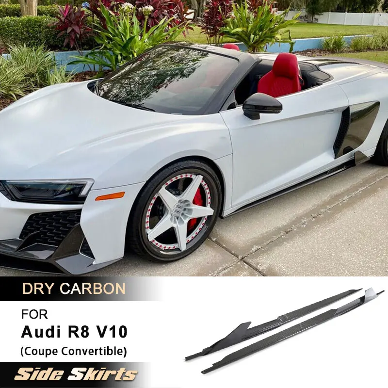 

Car Side Skirts Extensions for Audi R8 V10 Coupe Convertible 2-Door 2022 2023 Racing Side Skirts Apron Lip Body Kits Dry Carbon