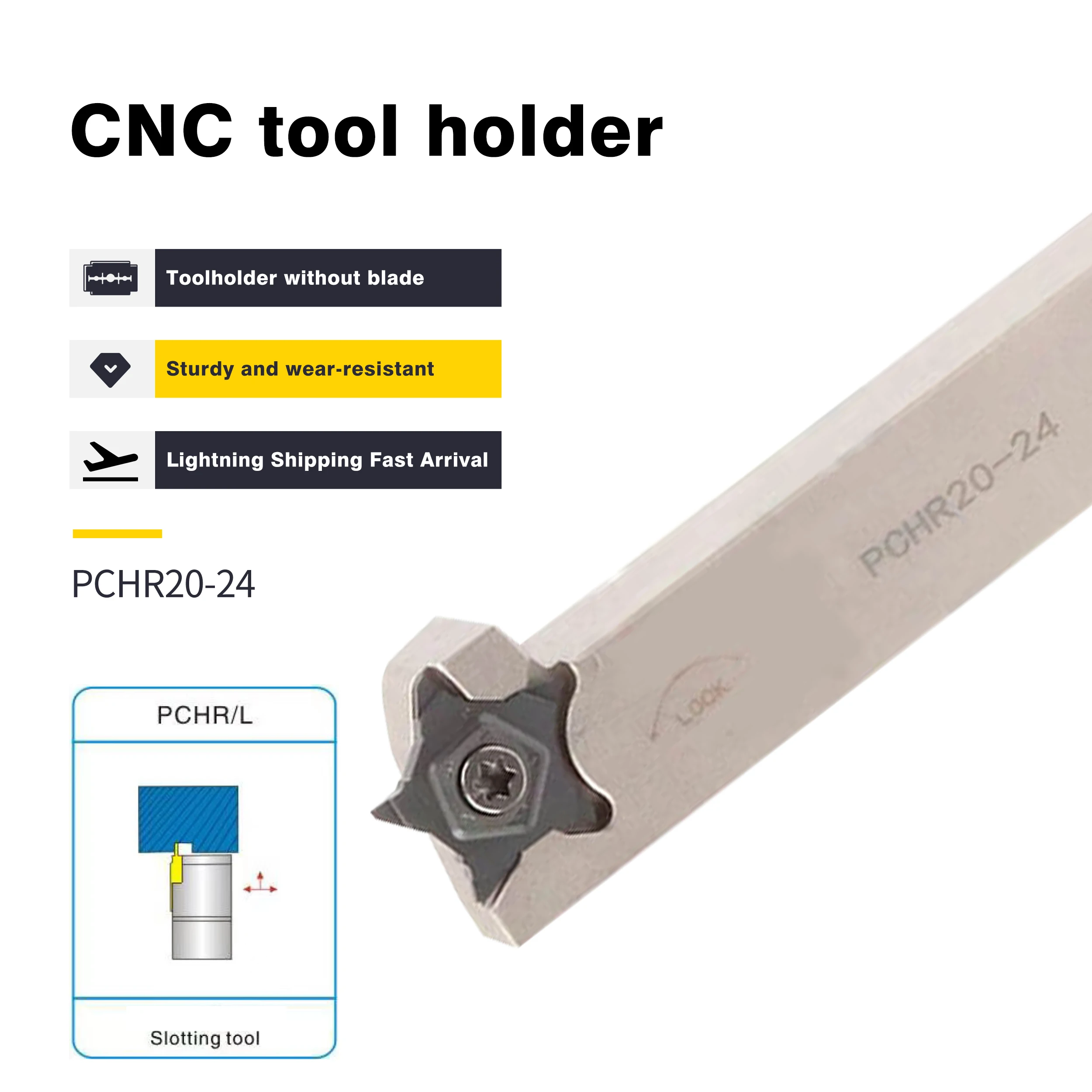 PCHR12-24 PCHR16-24 External Turning Holder Tool PCHR20-24 PCHR25-24 CNC Lathe Tool Highspeed Spring Steel Slotting Turning Tool