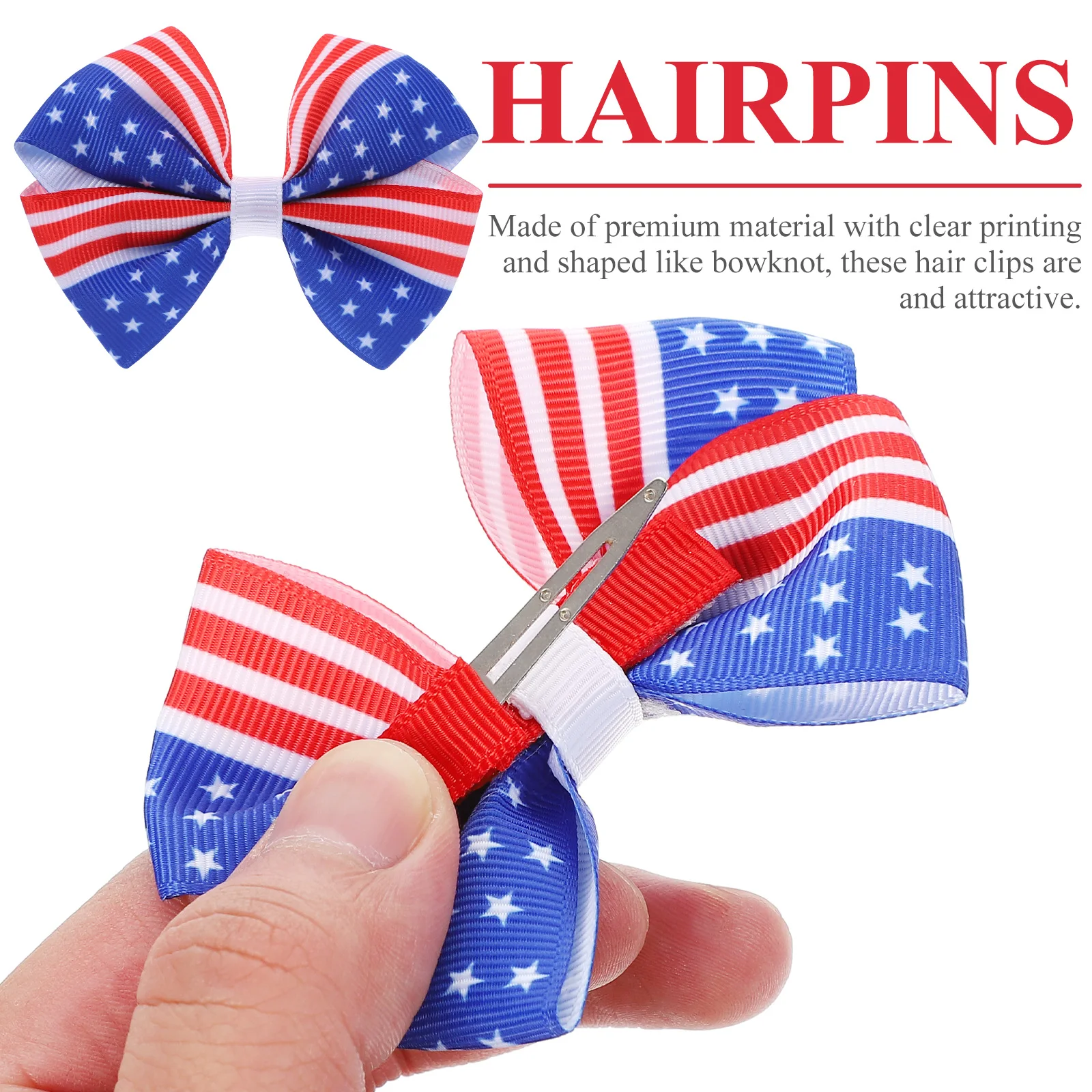 

5pcs National Flag Hair Clips Girls Fabric Bowknot Casual Fade Resistant Wash Bright Color Matching Kid Hairstyle