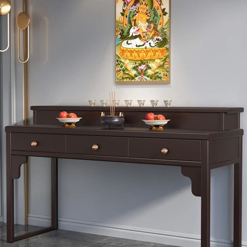 God of Wealth Tribute Buddha Table Altar Buddha Hall Buddha Statue Enshrine Home Ladder Incense Burner Table Buddha Shrine