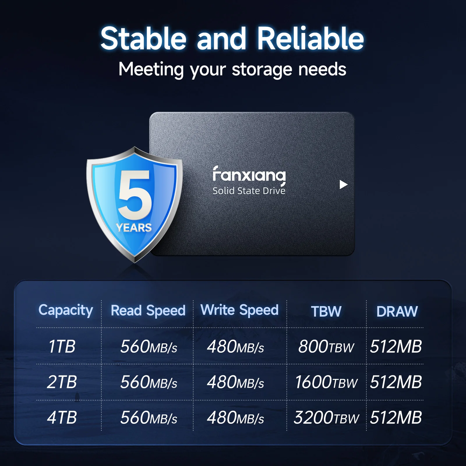 Imagem -05 - Fanxiang-disco de Estado Sólido Interno Sata Ssd com Cache Dram 25 Sata 1tb 2tb 4tb 560 Mbps Apto para Laptop pc Desktop