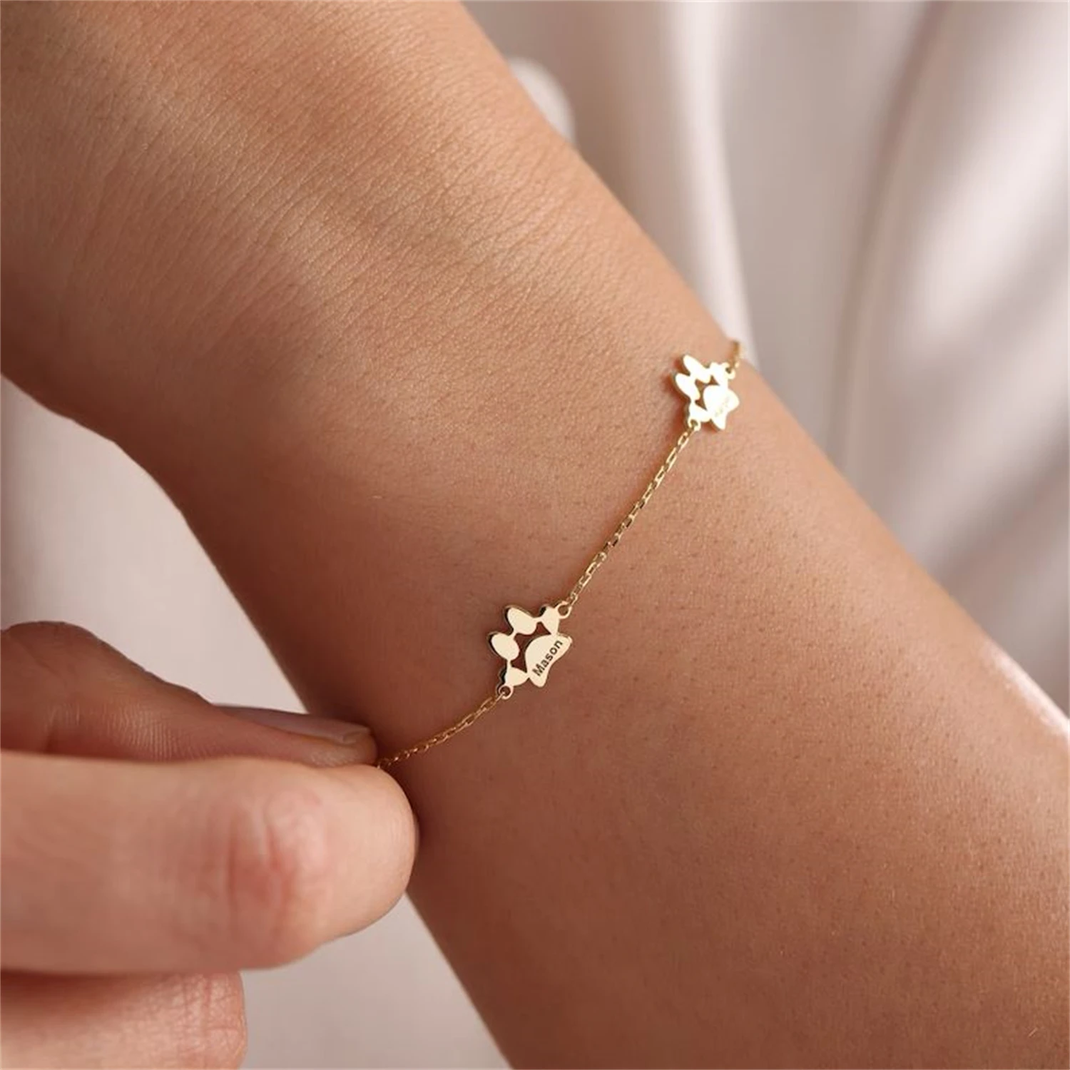 Personalizado Paw Print Dog Paw Bracelet, Pet Name Bracelet, Minimalista Presente de Natal para Ela