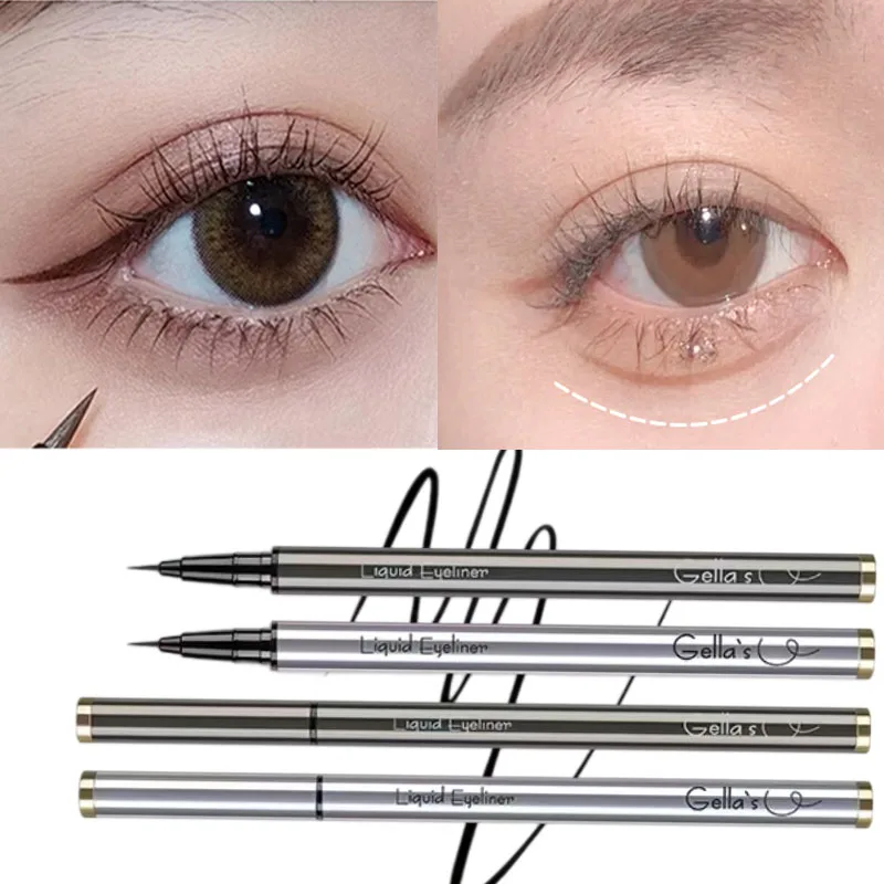 Gellas stylo Eyeliner Ultra mince 0.01mm imperméable noir marron lisse longue durée sans taches facile à porter crayons à cils maquillage