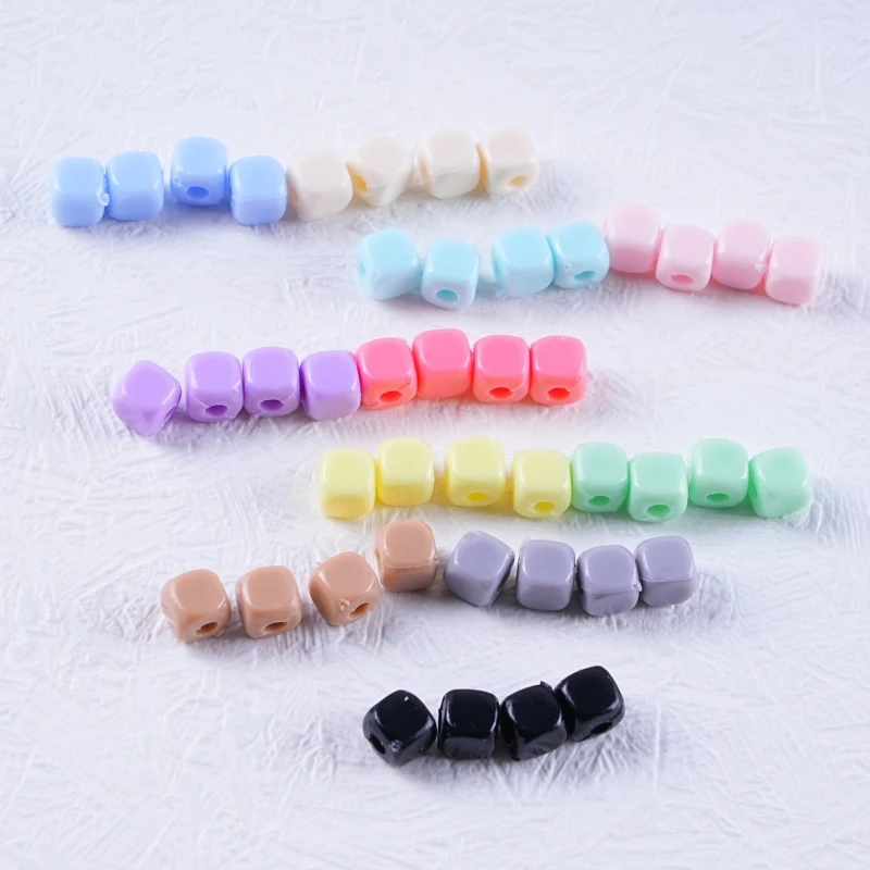 4mm 200pcs Color Small Square DIY Mobile Phone Chain Bracelet Necklace Beads Straight Hole Beads Material Jewelry Accessories