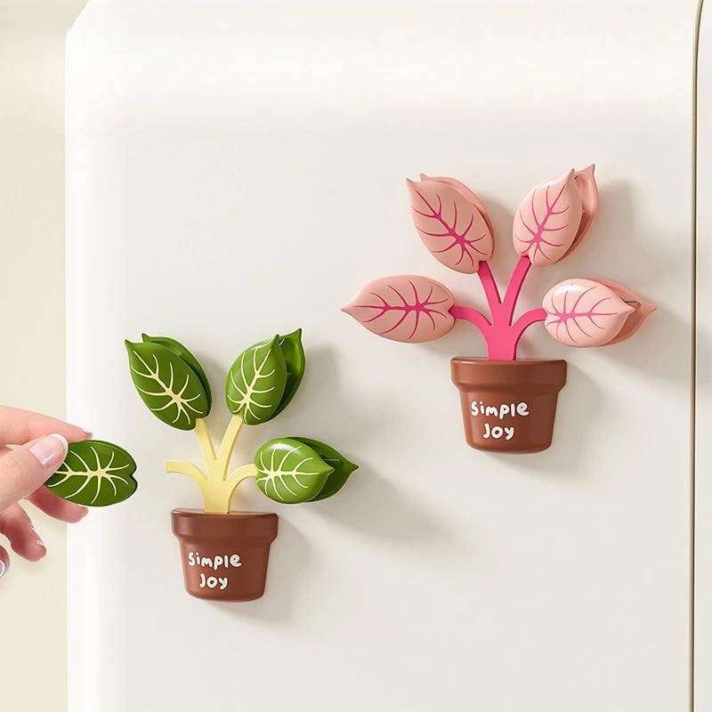 1/2 Stück Niedliche Pflanzenförmige Magnetische Lebensmittel-Verschlussclips Küchen-Kühlschrank-Magnet Snack-Frischhalteclips Küchenzubehör – Detail 3