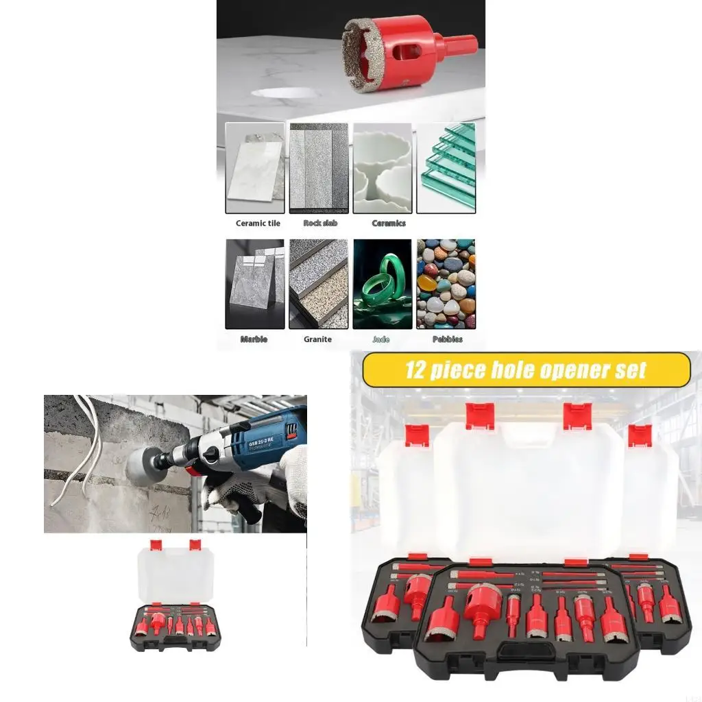 

L43A Hole Cutter Set Vacuum Brazed Technology Durability Cutting With Full Coverage Cooling Wax For Construction 12pcs